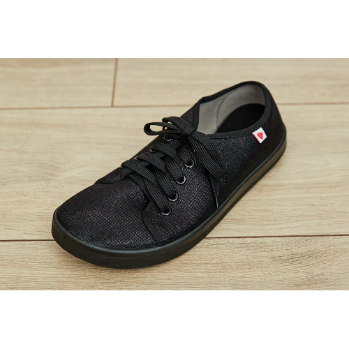 Plátené barefoot tenisky Anatomic ALL IN - lesklá čierna/čierna