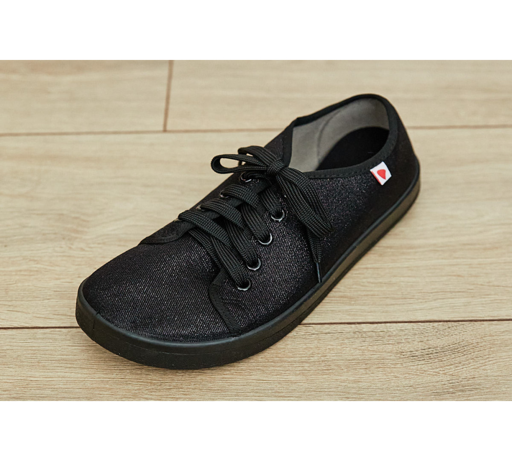 Plátené barefoot tenisky Anatomic ALL IN - lesklá čierna/čierna