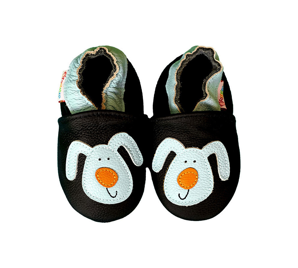 Footstep - kožené capačky psíky - čierne