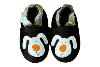 Footstep - kožené capačky psíky - čierne