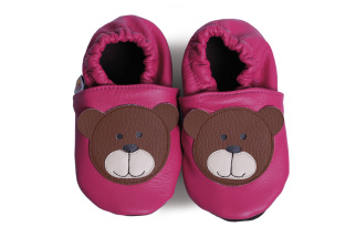 Kožené capačky Afelo - macko - ružové