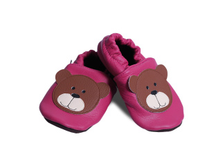 Kožené capačky Afelo - macko - ružové