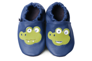 Kožené capačky Afelo - krokodíl - modré