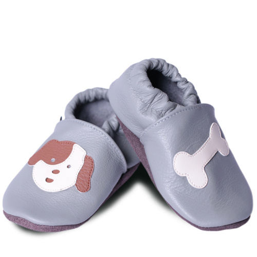 Kožené capačky Afelo - psíček - sivé