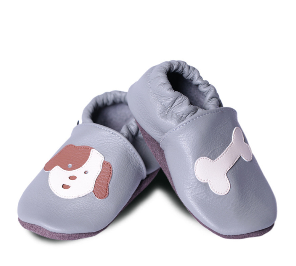 Kožené capačky Afelo - psíček - sivé