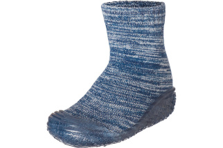 Štrikované papučko-ponožky s gumenou podošvou - tmavomodré