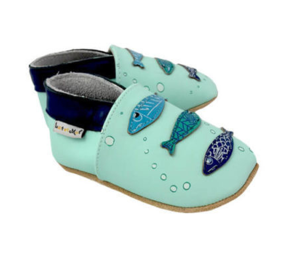 Kožené capačky Lait et Miel - rybky