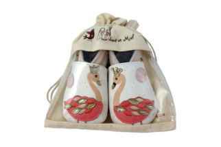 Kožené capačky Lait et Miel - plameniak