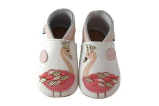 Kožené capačky Lait et Miel - plameniak