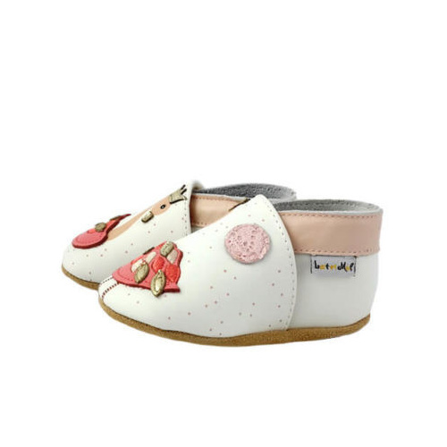 Kožené capačky Lait et Miel - plameniak