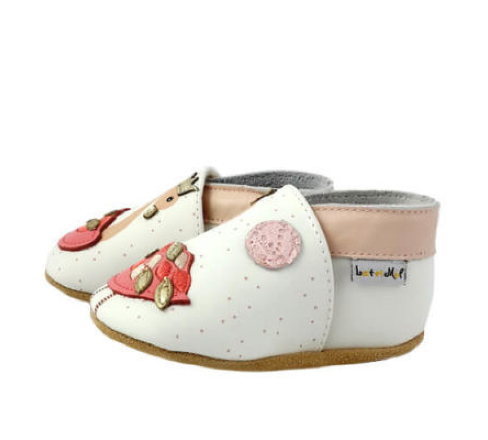 Kožené capačky Lait et Miel - plameniak