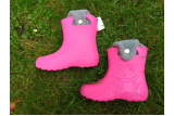 Camminare - detské zateplené gumáky žabka - tmavo ružové