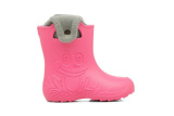Camminare - detské zateplené gumáky žabka - tmavo ružové