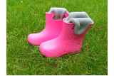 Camminare - detské zateplené gumáky žabka - tmavo ružové
