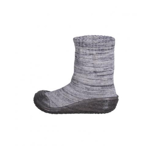 Štrikované papučko-ponožky s gumenou podošvou - sivé