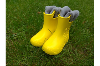 Camminare - detské zateplené gumáky žabka - žlté