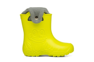 Camminare - detské zateplené gumáky žabka - žlté