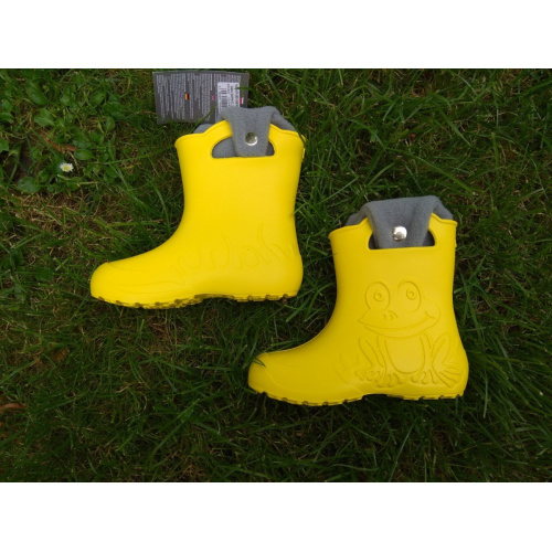 Camminare - detské zateplené gumáky žabka - žlté