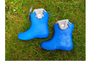 Camminare - detské zateplené gumáky žabka - modré