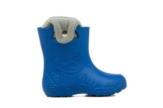 Camminare - detské zateplené gumáky žabka - modré