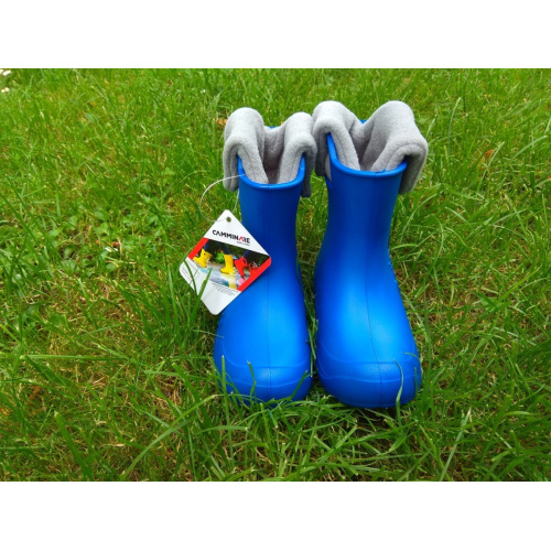 Camminare - detské zateplené gumáky žabka - modré