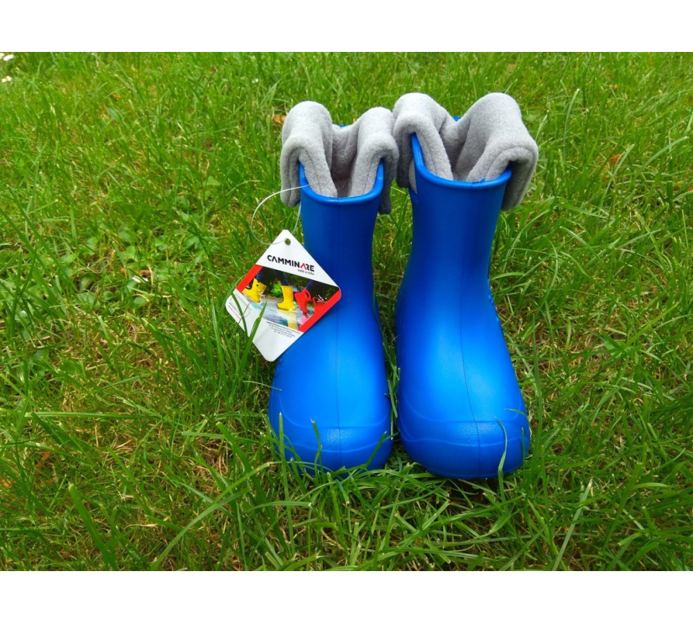 Camminare - detské zateplené gumáky žabka - modré