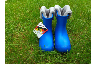 Camminare - detské zateplené gumáky žabka - modré