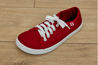 Plátené barefoot tenisky Anatomic ALL IN - červená/biela