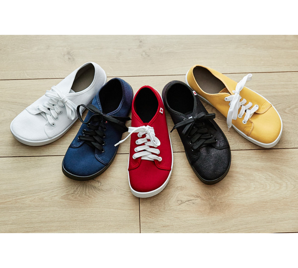 Plátené barefoot tenisky Anatomic ALL IN - červená/biela