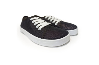 Plátené barefoot tenisky Anatomic ALL IN - lesklá čierna/biela