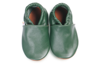 Kožené capačky Afelo - tmavozelené - jednofarebné