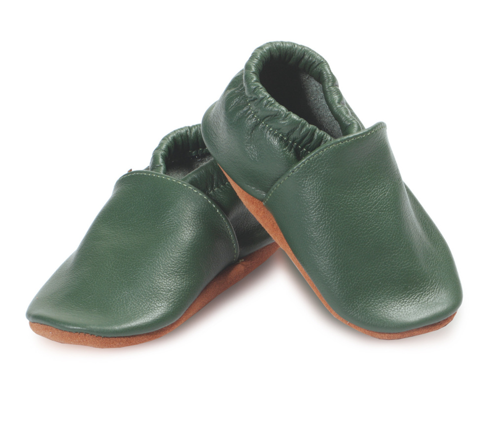 Kožené capačky Afelo - tmavozelené - jednofarebné