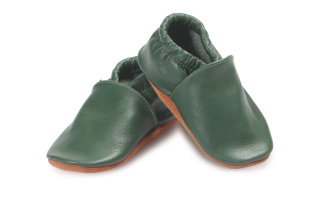 Kožené capačky Afelo - tmavozelené - jednofarebné