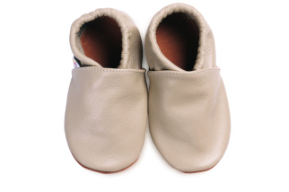 Kožené capačky Afelo - krémové - jednofarebné