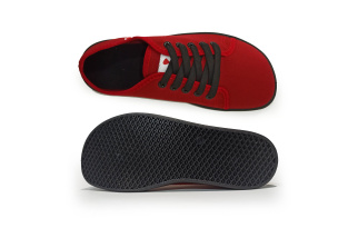 Plátené barefoot tenisky Anatomic ALL IN - červená/čierna