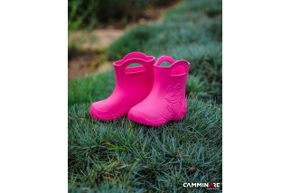 Camminare - detské gumáky žabka - tmavo ružové