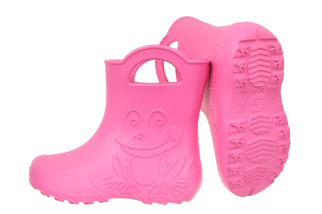 Camminare - detské gumáky žabka - tmavo ružové