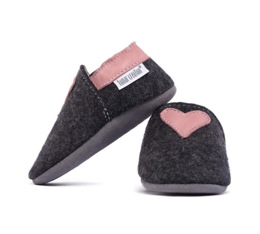 MERINO capačky Tomar tmavosivé so srdiečkom Cameo