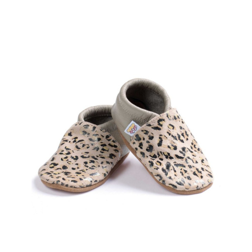 Kožené capačky Afelo - krémové - Tiger spots