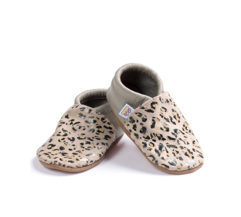 Kožené capačky Afelo - krémové - Tiger spots
