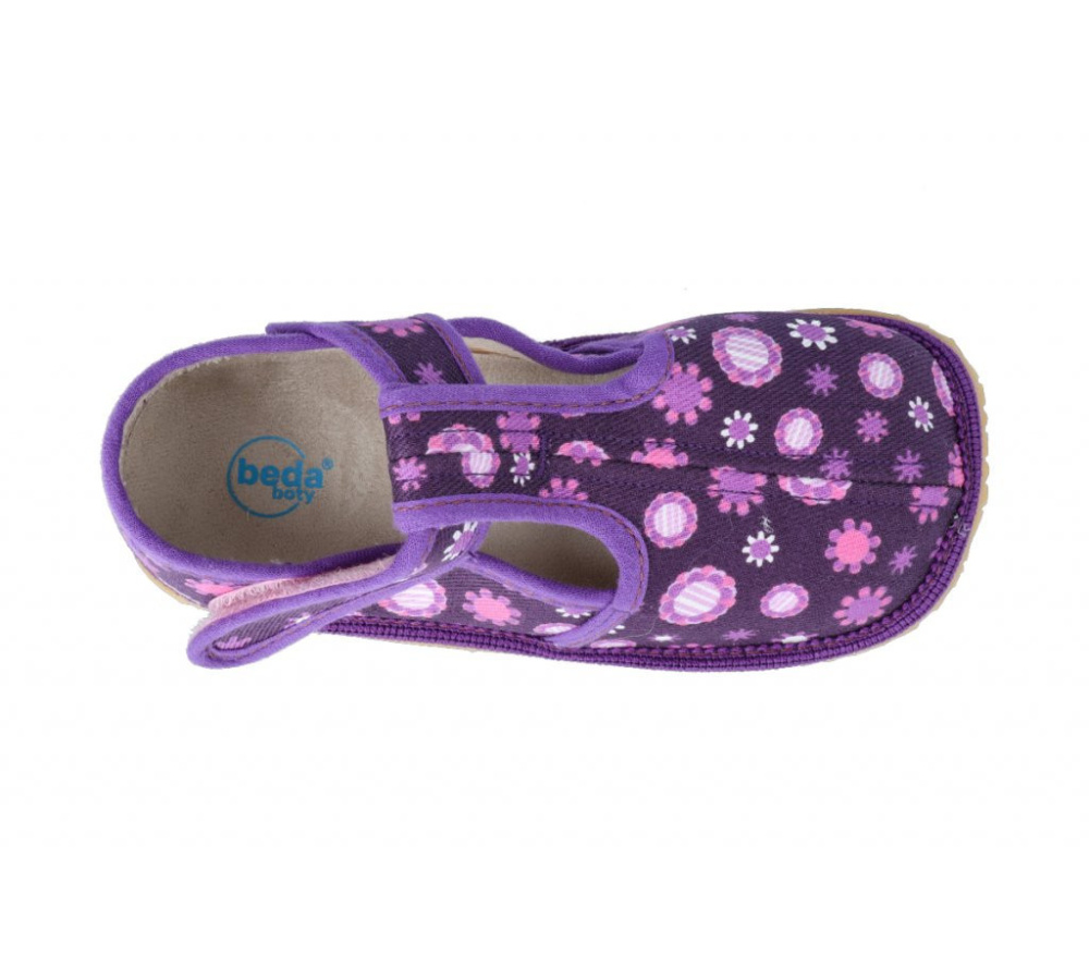 Beda - barefoot papučky KLASIK SLIM - violet flower