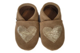 Kožené capačky Afelo - hnedé so zlatým srdiečkom