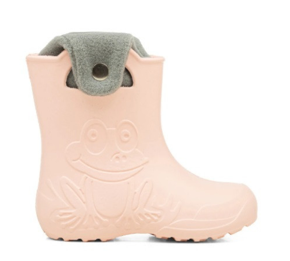 Camminare - detské zateplené gumáky žabka - svetlo ružové