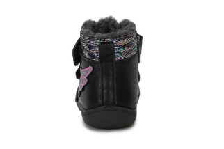 DDstep 073 Barefoot - zimné kožené topánky fluorescenčné - black