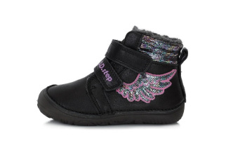 DDstep 073 Barefoot - zimné kožené topánky fluorescenčné - black