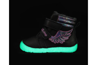 DDstep 073 Barefoot - zimné kožené topánky fluorescenčné - black