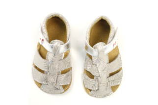 EF barefoot sandálky - bielo/strieborná fantázia