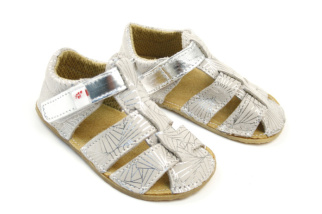 EF barefoot sandálky - bielo/strieborná fantázia
