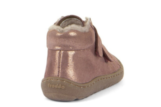 Froddo Barefoot Winter Furry - detská zimná kožená obuv - Pink/Gold