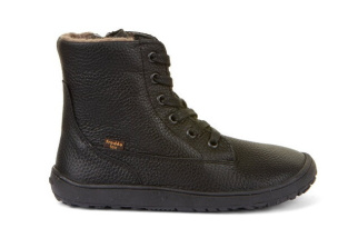 Froddo Barefoot TEX Laces Winter - zimná kožená obuv - Black